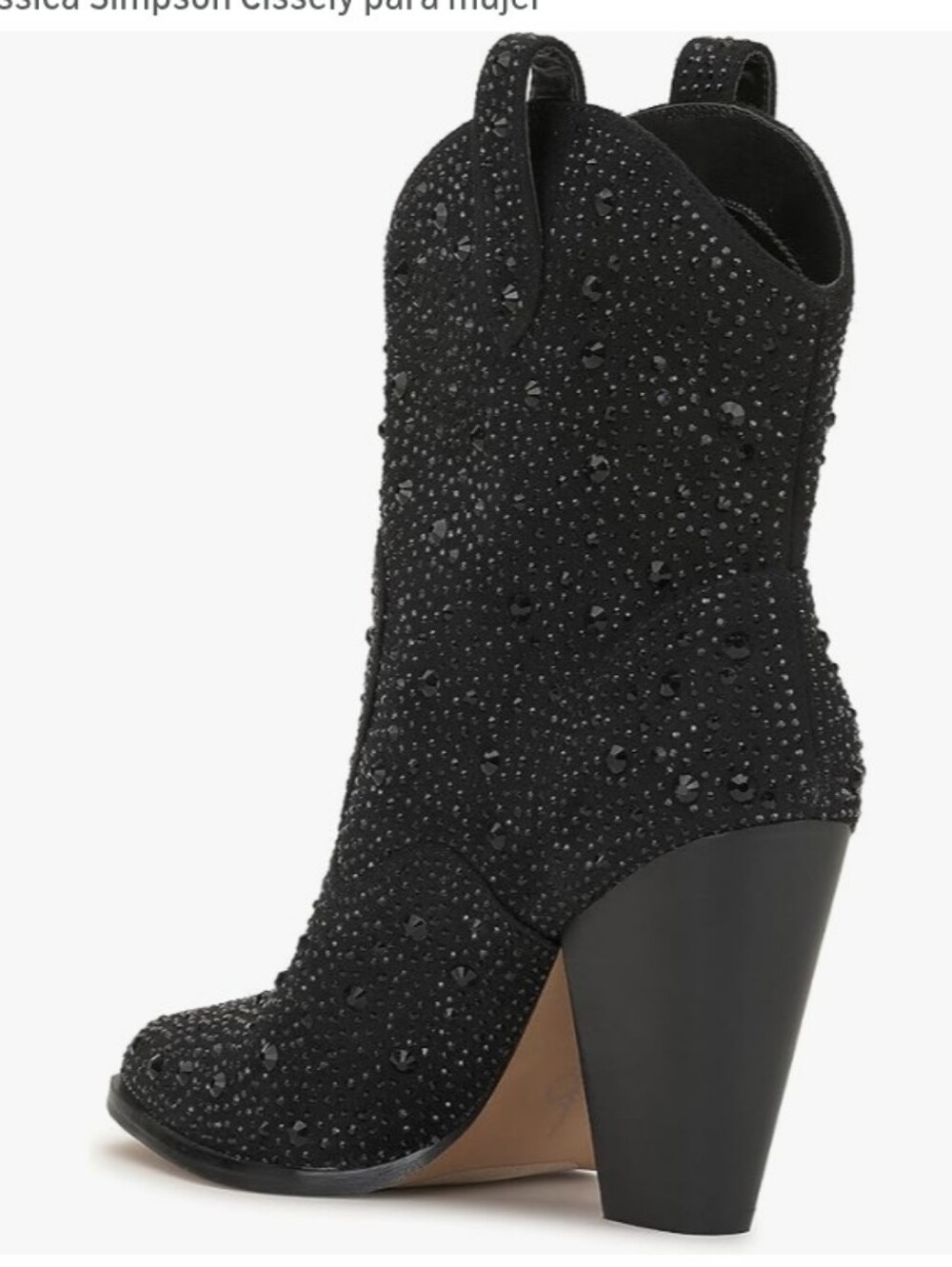 NWT.Jessica Simpson Black Rhinestone Western Ankle Booties - Picture 2 of 8